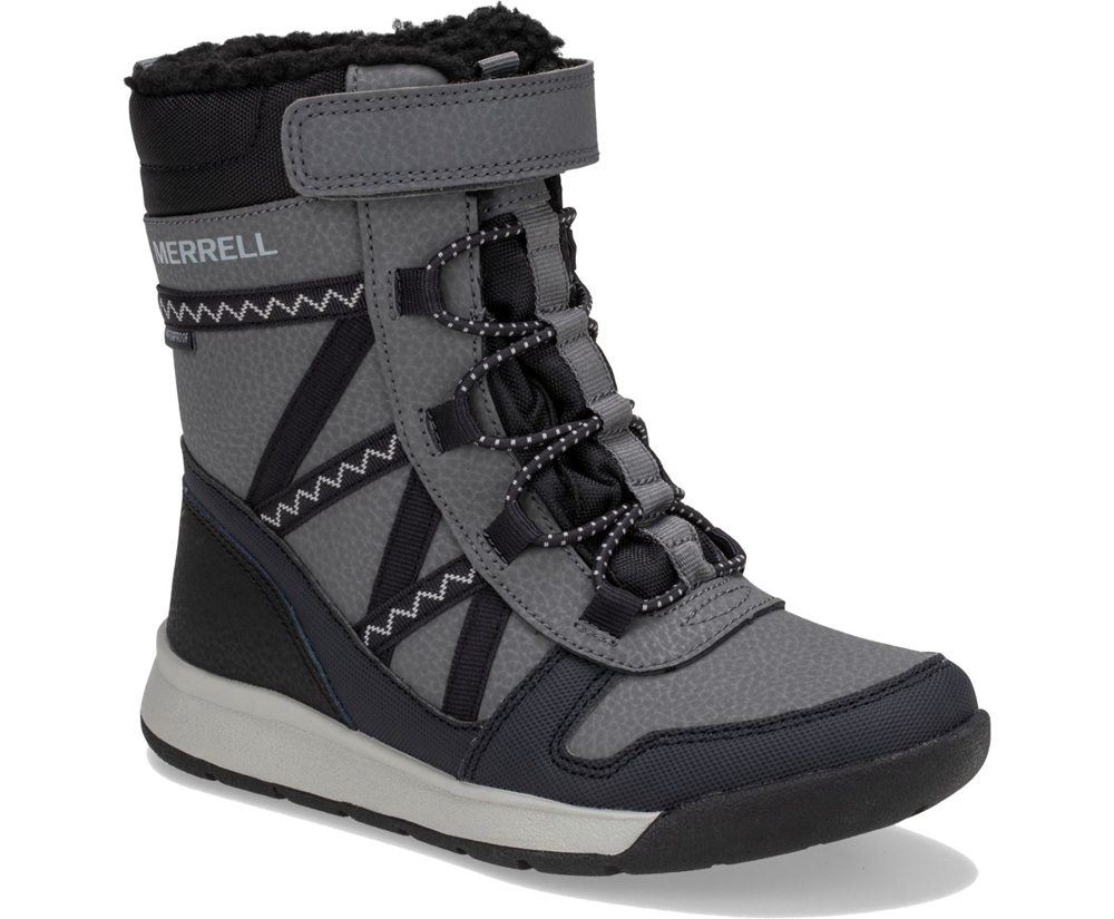 Merrell Boots Black/Grey - Snow Crush 2.0 Waterproof - Kids 12YFXBLHE